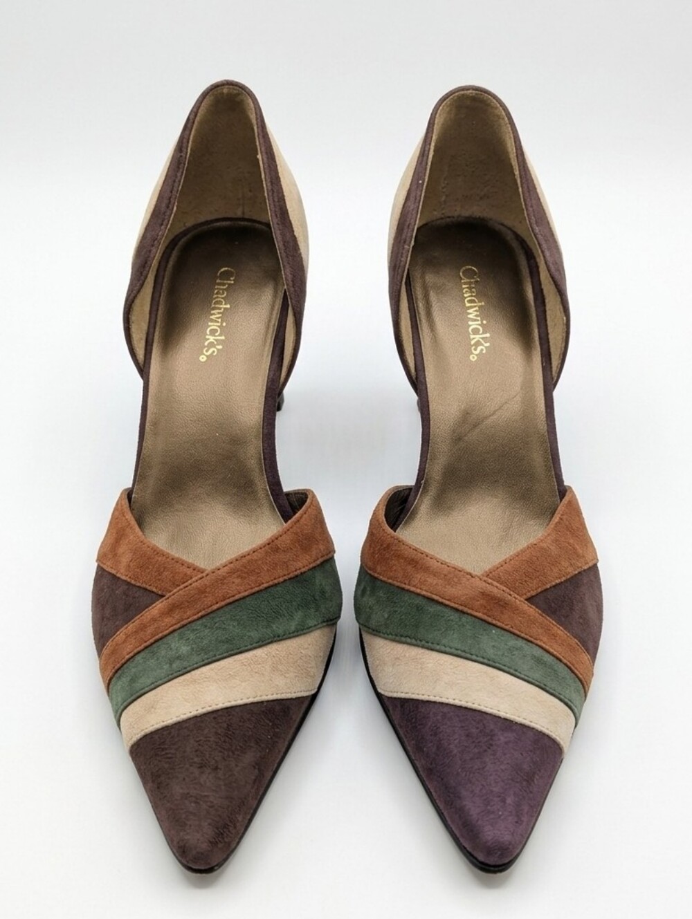 Chadwick's Vintage Suede Colorblock Pointed Toe D'Orsay Heels